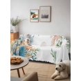 thumbnail image 6 of Beach Coastal Couch Cover, Summer Nautical Coral Shell Botanical Oversized Sofa Cover Blanket for 3 Cushion Couch, Sectional Sofa Slipcover Furniture Protector for Living Room Bedroom 71''x150'', 6 of 9