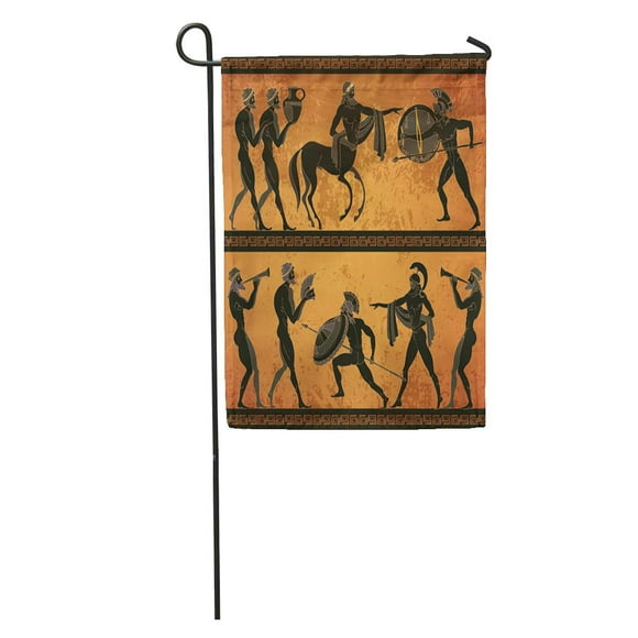 JSDART Ancient Greece Scene Black Figure Pottery Greek Mythology Centaur People Garden Flag Decorative Flag House Banner 12x18 inch