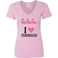 thumbnail image 3 of Inktastic I Love Flamingos Pink Bird Women's V-Neck T-Shirt, 3 of 5