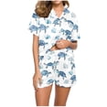 thumbnail image 2 of Goodtrade8 Sleepwear for Women 2 Piece Button Down Loungewear Casual Printed Collared Short Sleeve Women Pjs, 2 of 5
