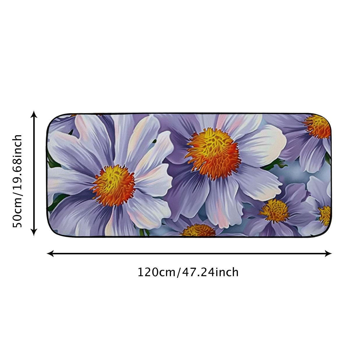 PHYHOO Front Door Mat Welcome Mat, Elegant Daisy Flower Non-Slip Absorbent Indoor Door Mats, Durable Rubber Backing Floor Doormat for Entryway, Patio, Porch, 19.68*47.24 in