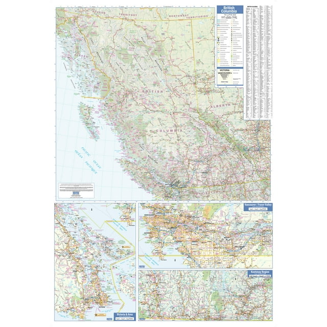 Lucidmap: British Columbia Wall Map - Large - 38 x 54 inch Poster - Front Lamination
