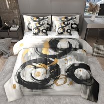 Homewish Geometric Stripes 7-Piece Queen Bedding Set - Abstract Lines Vintage