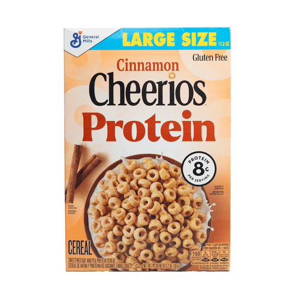 General Mills Cheerios Crunchy Cinnamon Protein Breakfast Cereal, 11.2oz, Shelf Stable, Carboard Box