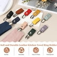 thumbnail image 4 of 4 Pcs Towel Ring Holder with Clip, Kitchen Bathroom Dish Towels Holder Leather Wall Hook Oven Door Hanger for Home, Gray, 4 of 7