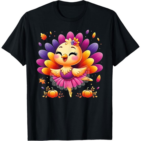 Sam Soft Ballet Turkey Ballet Dancer Fall Dance Girls Thanksgiving T-Shirt Full Size S-5Xl