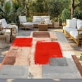 thumbnail image 3 of Fsddascl Red Ombre Outdoor Rug for Patio/Deck/Porch, Non-Slip Large Area Rug 5 x 8 Ft, Farmhouse Contemporary Abstract Checked Indoor Outdoor Rugs Washable Area Rugs, Reversible Camping Rug Carpet, 3 of 5