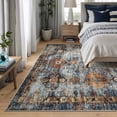 thumbnail image 2 of Bloom Rugs Washable Non-Slip 8' x 10' Rug - Blue / Orange Traditional Bordered Area Rug for Living Room, Bedroom, Dining Room, and Kitchen - Exact size: 8' x 10', 2 of 9