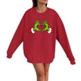 thumbnail image 1 of Chandail en Molleton de Noël pour Femmes Grande Taille Mode Décontractée Imprimé de Noël Manches Longues Col Rond Pull Ample Chandails en Molleton Imprimés Gr1nch, S-3TG, 1 of 4