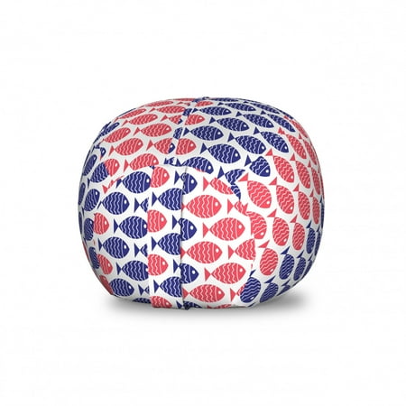 Fish Storage Toy Bag Chair  Nautical Theme Design Illustration of Fish on White Background Art Print  Stuffed Animal Organizer Washable Bag  Large Size  Red and Navy Blue  by Ambesonne