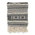 thumbnail image 2 of Fennco Styles Block Print Embellished Cotton Throw Blanket with Tassel 50" W x 60" L – Black Tufted Blanket for Couch, Bedroom and Living Room Décor, 2 of 2