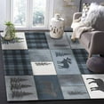thumbnail image 5 of Area Rugs Indoor Non-Slip Rectangle Rug 2x3 Ft Bear Moose Blue Retro Forest Wild Animal Buffalo Plaid Patchwork Rug Rubber Backing Floor Mats Non Shedding Home Decor Carpet for Entryway Living Room, 5 of 8