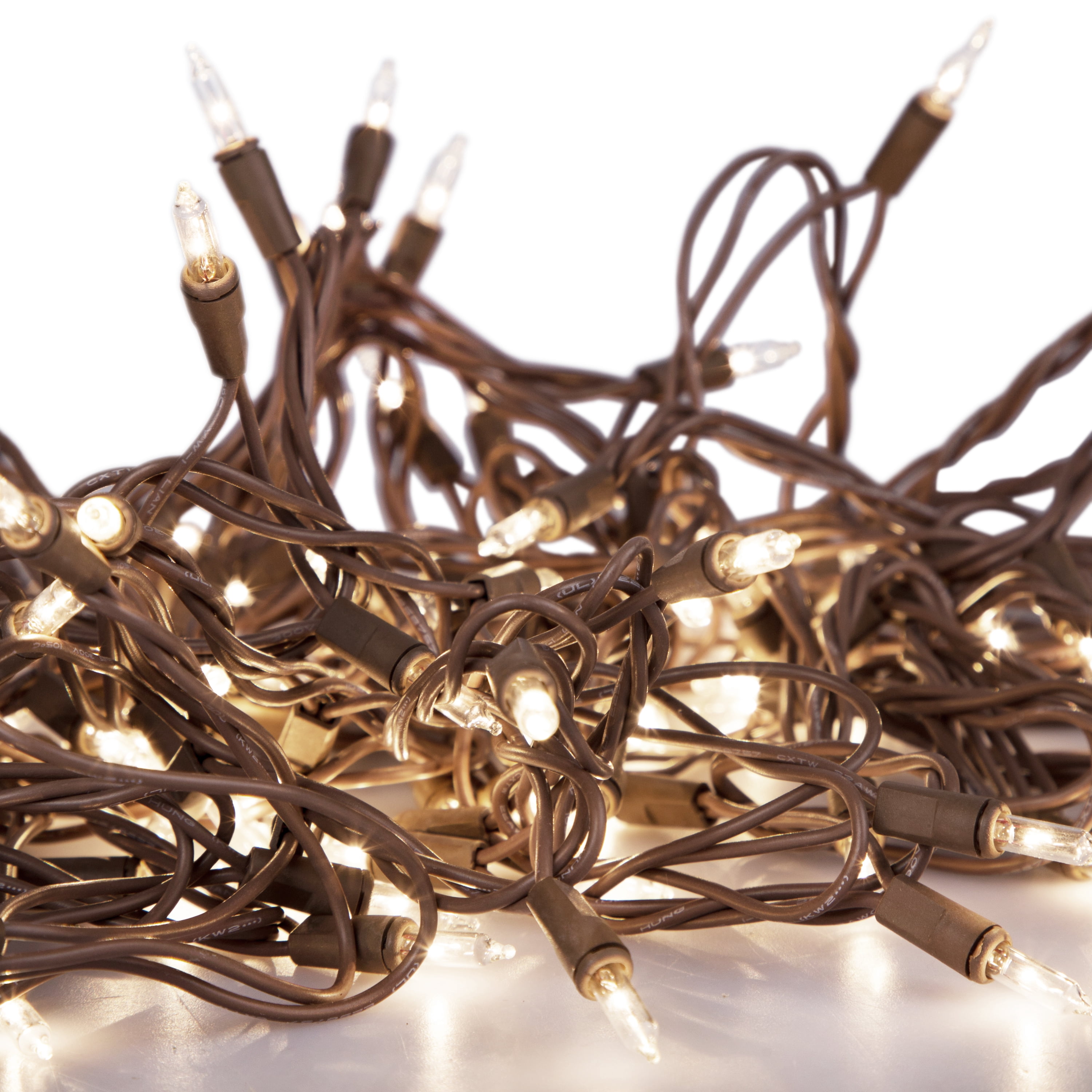 612 Vermont 100 Clear Mini Christmas String Lights on Brown Wire Cord, UL Approved for Indoor/Outdoor Use (Pack of 2)