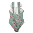 thumbnail image 2 of Girls Ruffle One Piece Swimsuit, Stretchy Fabric for Beach & Pool Activities Pink Peach Blossoms, 2 of 8