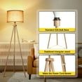 thumbnail image 4 of OUTON 63"  Wood Tripod Floor Lamp for Living Room,  Modern Standing Lamps with Remote Control,  3 Color Temperature Dimmable Pole Light with Linen Shade for Bedroom, Office, 4 of 5