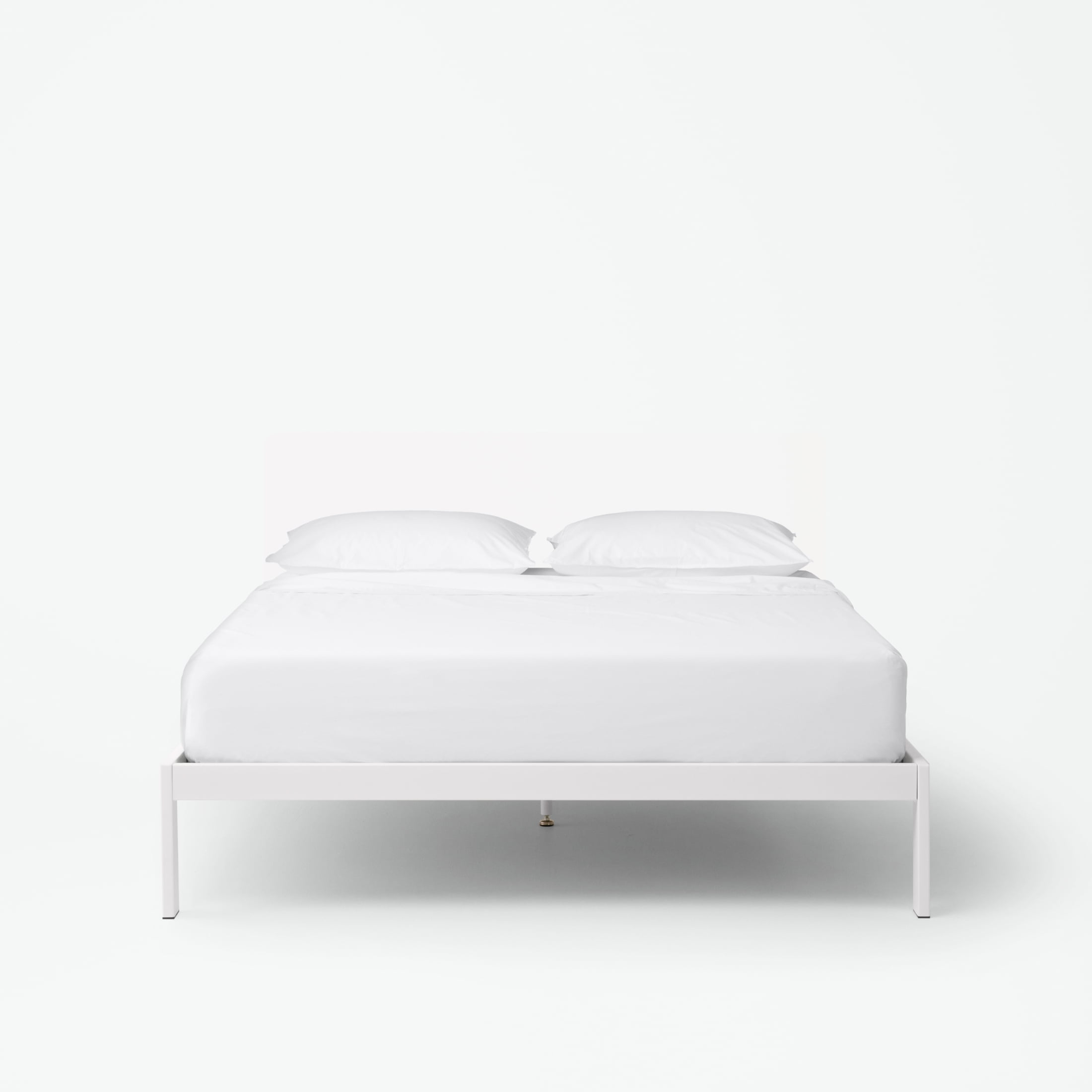 King White Metal Platform Bed Frame with Slats