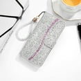 thumbnail image 2 of Compatible with iPhone 12 Glitter Wallet Case with 2 Credit Card Holder Slots Bling Diamond Sequin Flip Stand Purse PU Leather Soft Bumper Protective Cover Case 6.1 inch Black, 2 of 4