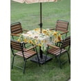 thumbnail image 3 of Outdoor Tablecloth with Umbrella Hole and Zipper, Spring Sunflowers Square Table Cloth 60x60 Inch Waterproof Tablecloth, Eucalyptus Leaves Flowers Butterfly Beige Picnic Table Cover for Patio Camping, 3 of 7