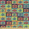 thumbnail image 2 of Ambesonne Retro Fabric by the Yard Upholstery, Colorful Cameras in Squares, 3 Yards, Multicolor, 2 of 5