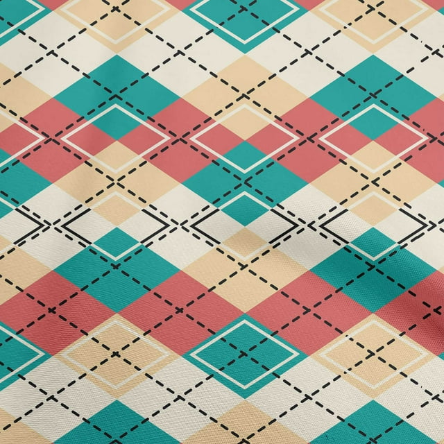 oneOone Georgette Viscose Dark Teal Green Fabric Check Sewing Craft Projects Fabric Prints By Yard 42 Inch Wide