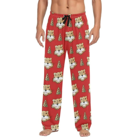 GZHJMY Christmas Tiger Men's Pajama Pants, Comfortable Lounge Pants with Drawstring Pockets Lounging Sleeping Pajama Bottoms, Small