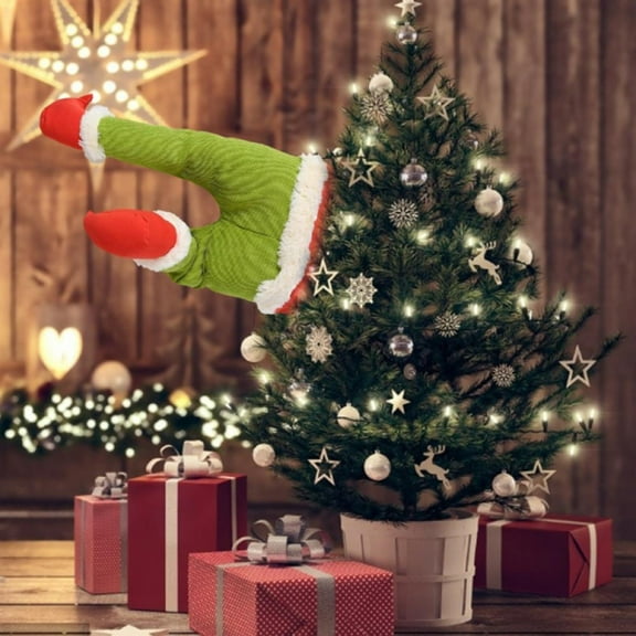 Stuffed Santa Legs Elf Legs Butt Stuck in Tree Christmas Tree Decoration Pendant Animated Xmas Kicking Legs Holiday Fireplace Decorations for Holiday Party