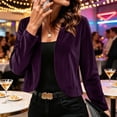thumbnail image 7 of Yyeselk Women's Long Sleeve Velvet Shrug Cardigans Cocktail Party Open Front Elegant Cropped Bolero Cardigan Top Purple XXXL, 7 of 7