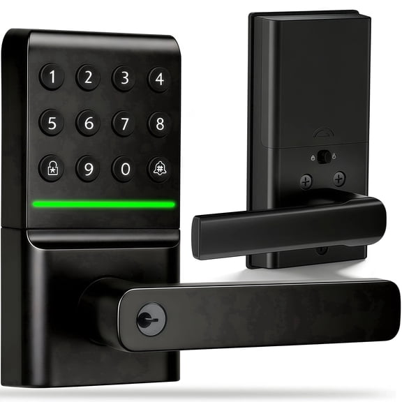 Door Lock,Blacksmith Electronic Door Lock with Handle,Keypad Smart Door Lock for Home,Black 