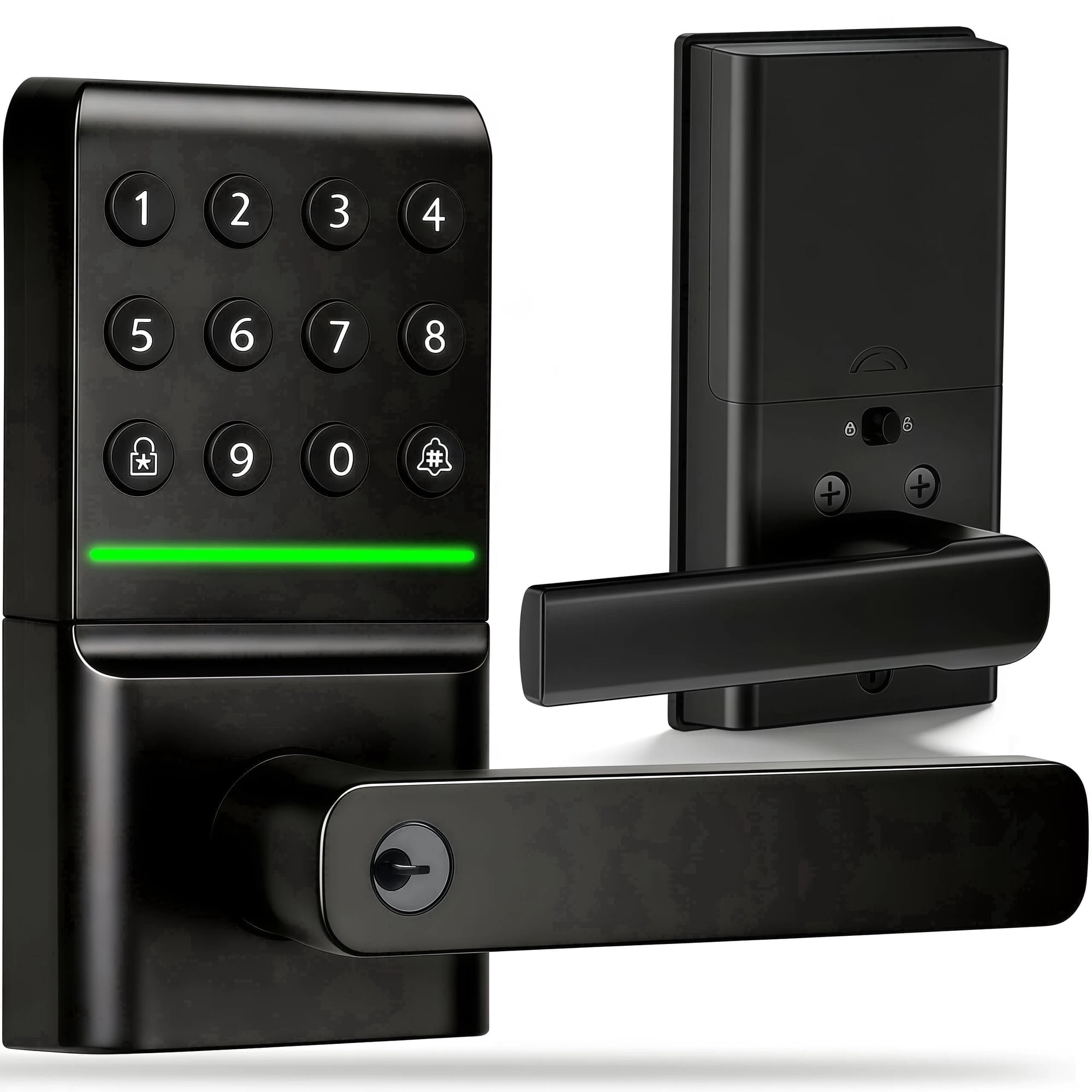 Door Lock,Blacksmith Electronic Door Lock with Handle,Keypad Smart Door Lock for Home,Black ﻿