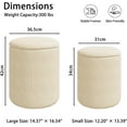 thumbnail image 2 of Round Ottoman Vanity Stool with Storage Set of 2, Beige Velvet Round Ottoman with Storage, Multifunctional Round Storage Ottoman Foot Rest, Storage Ottoman Round with Storage for Living Room, 2 of 7