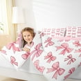 thumbnail image 5 of Feelyou Princess Pink Bowknot Full Size Comforter Sets for Kids, Cartoon Ribbon Ribbon Bedding Comforter Set, Cute Bow-tie Theme Reversible Bedding Sets, Ultra Soft Bedroom Decor, 3 Pieces, 5 of 9