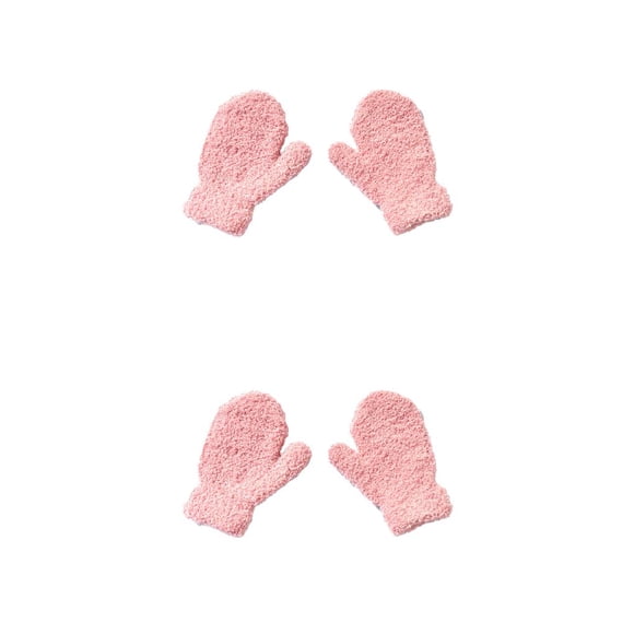 Minnieouse 1 par de manoplas para niños, estilo Simple, Color sólido, cubierta para los dedos, hermoso calentador de manos, manopla gruesa para niños Rosa claro 2piezas Minnieouse CBP331406