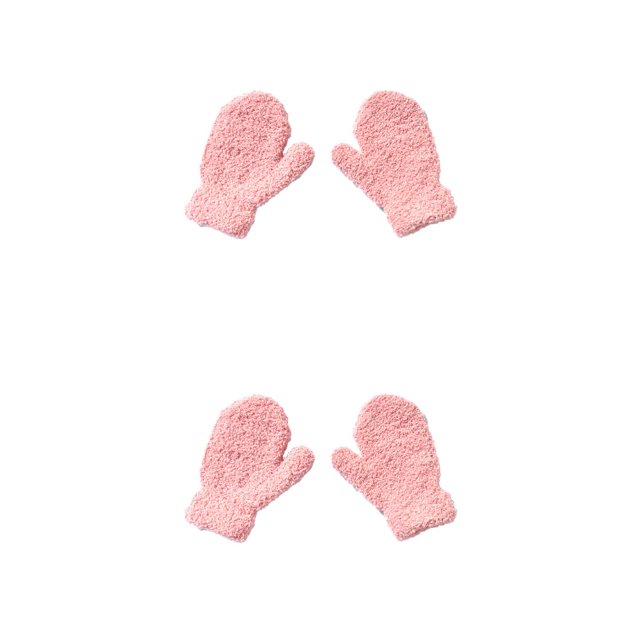 Minnieouse 1 par de manoplas para niños, estilo Simple, Color sólido, cubierta para los dedos, hermoso calentador de manos, manopla gruesa para niños Rosa claro 2piezas Minnieouse CBP331406