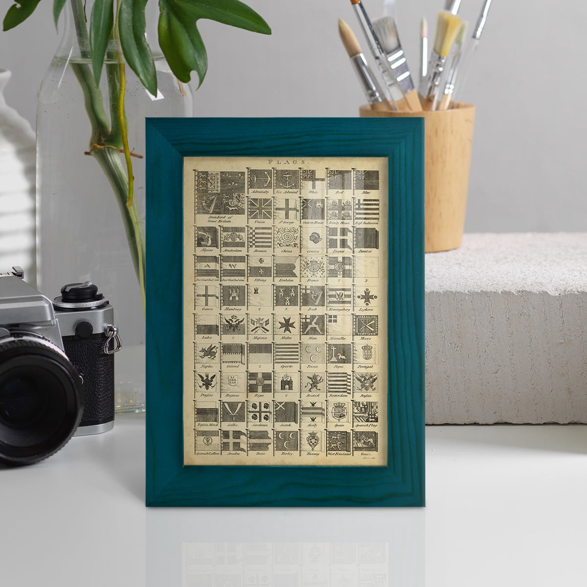 Encyclopediae VII -Framed Print w/glass-Ocean Blue