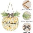 thumbnail image 2 of SKYSONIC Yellow Pineapple Leaf Welcome Sign Front Door Decor Round Door Hanging Sign Porch Decorations for Farmhouse Summer Holiday Fall Halloween Christmas - 12x12 inch, 2 of 7