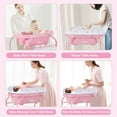 thumbnail image 3 of INFANS Baby Changing Table with Bathtub, Foldable Diaper Dresser Station with Removable Bath Support Wheels Waterproof Pad Storage Rack, Portable Nursery Organizer Stand for Newborn Infant, 3 of 9