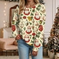 thumbnail image 5 of idosla Christmas Sweatshirt for Women 2025 Vintage Crewneck Xmas Tops Funny Graphic Tees Long Sleeve Holiday Outfits (Light Yellow, S), 5 of 8