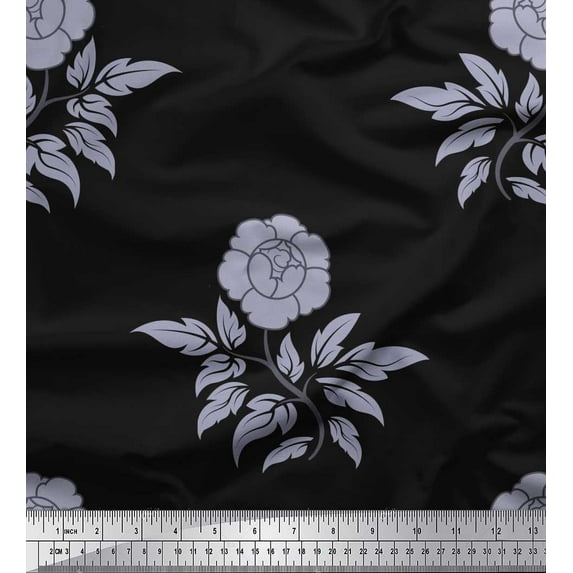 Soimoi Cotton Duck Fabric Leaves & Floral Artistic Print Sewing Fabric Yard 42 Inch Wide