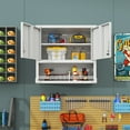 thumbnail image 2 of Metal Wall-Mounted Tool Storage Cabinet, Locking Storage Cabinet with 1 Adjustable Shelf and 1 Opened Drawer for Basement, Home, Kitchen, Bathroom, 2 of 8