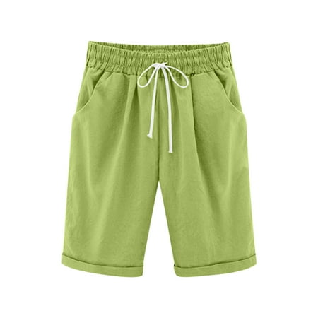 Annhoo Summer Casual Shorts for Girls Elastic Waisted Drawstring Wide Leg Five Quarter Shorts with Pockets 3-13 Years