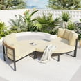 thumbnail image 7 of 4 Piece Round Outdoor Conversation Set, Sectional Patio Wicker Daybed with Cushions and Metal Frame, Modern Patio Furniture Set, All Weather, 7 of 7