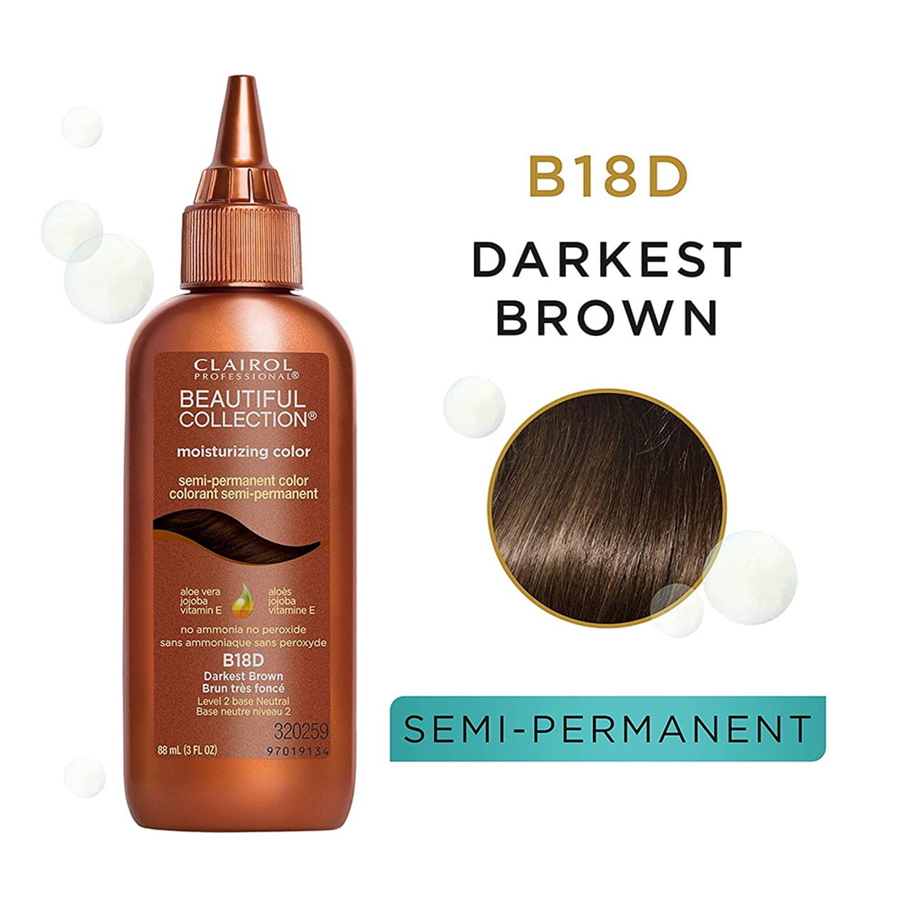 Clairol Beautiful Collection Semi-Permanent Color, Black [B20D] 3 oz (Pack of 3)