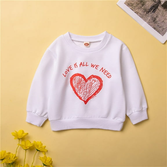 XXWXYD Girls' Valentine's Day Hoodie - Cute Toddler Girls' Long Sleeve Letter Print Cotton Hooded Sweater for 1-7 Years, Soft Cozy Kids' Autumn Winter Outfit