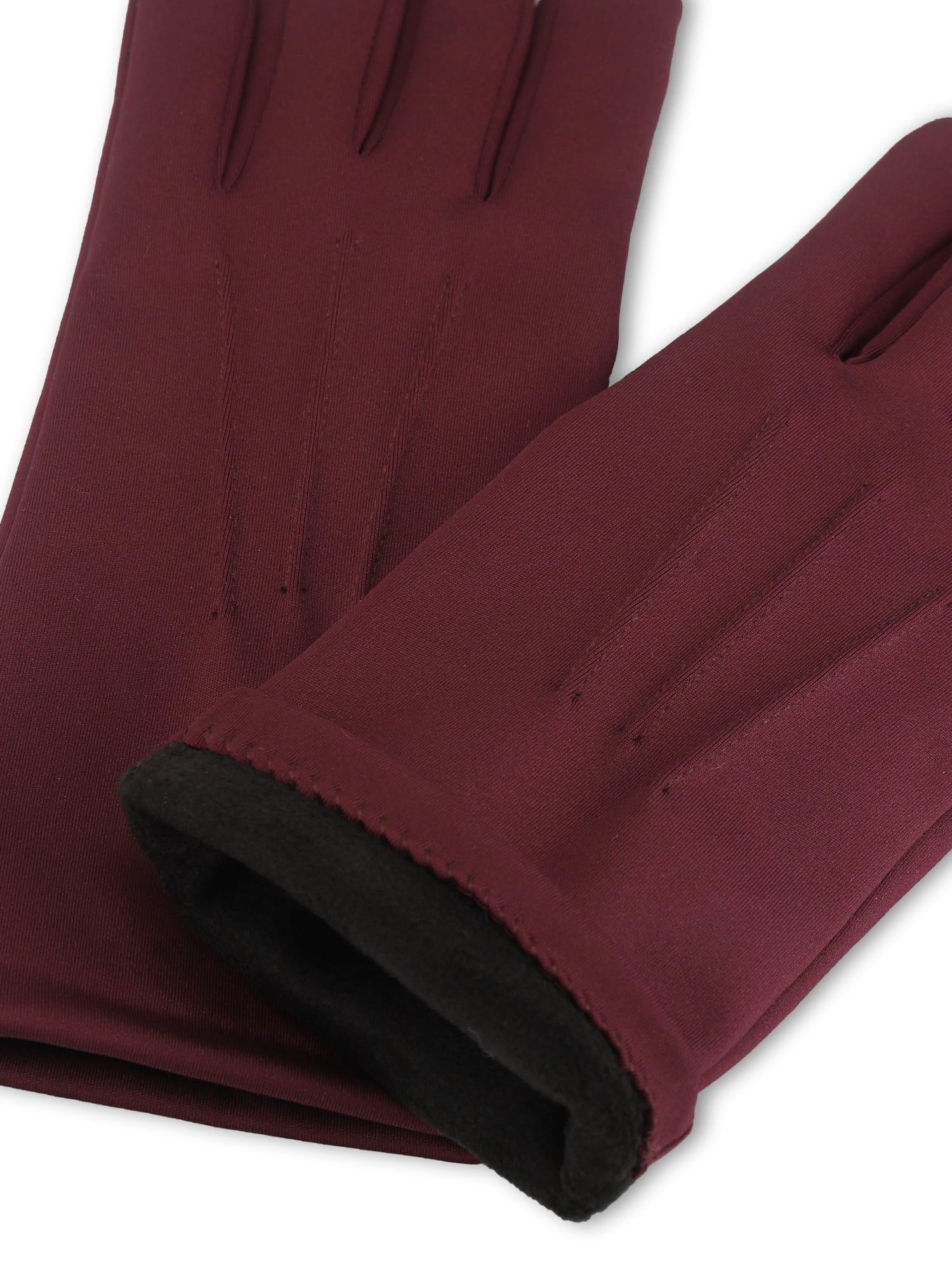 Isotoner Women's Everyday Spandex Gloves with Fleece Lining, Wine, S/M
