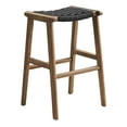 thumbnail image 3 of Modway Saoirse Woven Rope Wood Bar Stool - Set of 2 in Walnut Black, 3 of 10