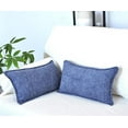 thumbnail image 2 of Textured Chenille Lumbar Pillow Covers Pack of 2 Navy Blue 12x20 inches , Solid Cushion Cases For Sofa Accent Chair Couch, Rectangular Small Pillowcases, 2 of 8