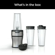 Ninja Nutri-Blender Plus Compact Personal Blender, 900-Peak-Watt Motor, Frozen Drinks, Smoothies, Sauces & More, (3) 20 oz. To-Go Cups, (2) Spout Lids & (1) Storage Lid, Dishwasher Safe, BN301 Silver