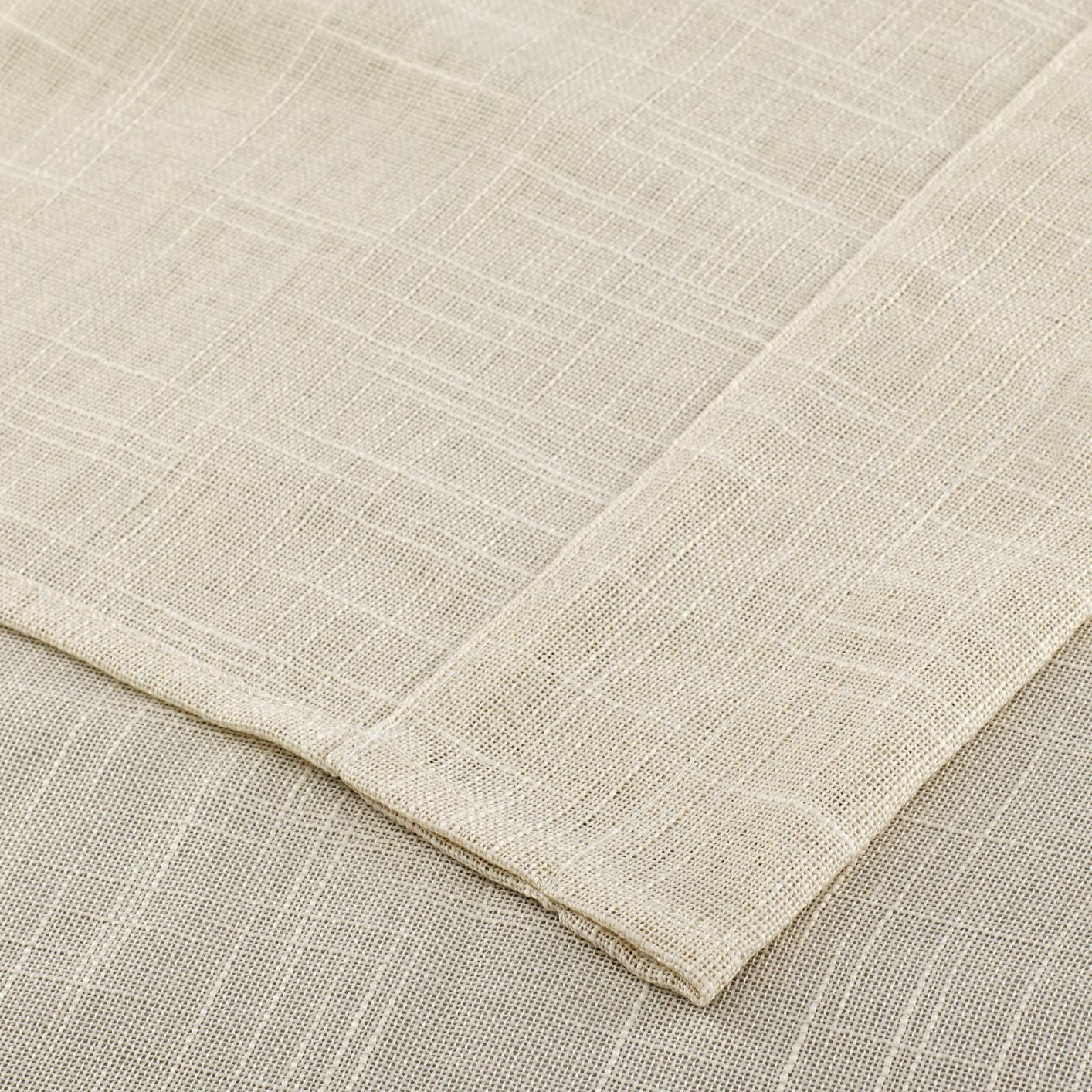 3 Piece Rod Pocket Linen Semi Sheer Kitchen Window Curtain Tiers and Valance Set