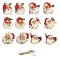 thumbnail image 2 of 12 Pcs Vintage Christmas Ornaments with Wooden Santa Claus Faces and Jute String, Retro Red and White Design, for Christmas Tree and Fireplace Mantel Decor, Wall Decorations, 2 of 7