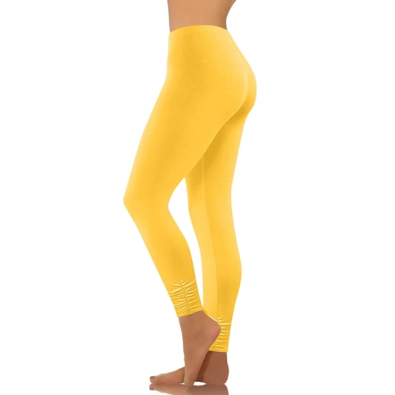 PInxai Leggings for Women Mid Elastic Waisted Ruched Hem Athletic Pants Skinny Breathable Workout Yoga Running Pants